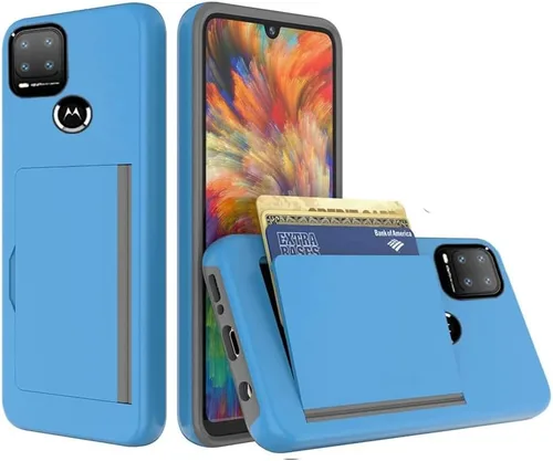 Vista 5 de Motorola Moto One 5G Ace Funda con tarjetero, funda protectora híbrida resistente - Negro