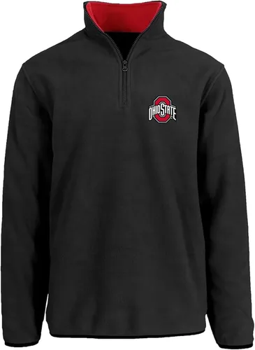 Vista 5 de JH DESIGN Sudadera con Cremallera de un Cuarto de Forro Polar de Manga Larga para Hombre Ohio State Buckeyes Gris