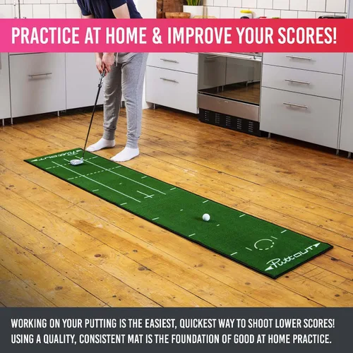 Vista 3 de PuttOUT Alfombrilla de putting mediana: perfecciona tu putting de golf (7.9 pies x 1.6 pies) (verde)