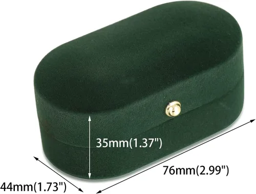 Vista 2 de FM FM42 Caja de terciopelo verde vintage para 2 anillos de compromiso de boda, paquete de 1