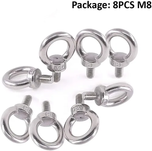 Vista 2 de Lependor Perno de ojo de elevación de maquinaria métrica M8, perno de anillo de elevación de rosca de acero inoxidable 304 - 8 piezas M8