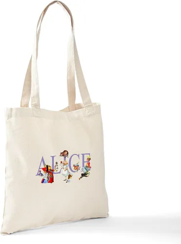 Vista 6 de CafePress ALICE & FRIENDS IN WONDERLAND - Bolsa reutilizable de lona color beige natural