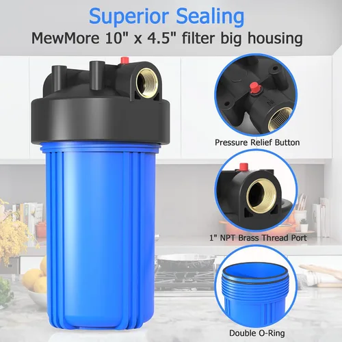 Vista 2 de WHB10 - Carcasa de filtro de agua para toda la casa, se adapta a filtros de sedimentos de 10 x 4.5 pulgadas, etc. para agua de pozos y ciudades