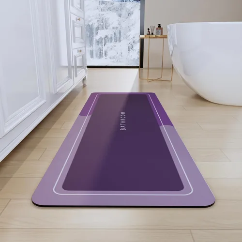 Vista 30 de Tapetes de baño antideslizantes de secado rápido, tapetes de baño de goma súper absorbentes para debajo de la puerta, tapetes de baño para baño, Azul