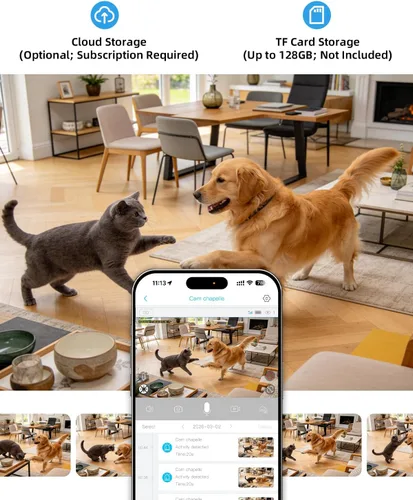 Vista 7 de Xega Cámara de seguridad celular 4G inalámbrica para interiores, PTZ 2K sin cámara WiFi para el hogar, RV/viaje/mascota/bebé con aplicación