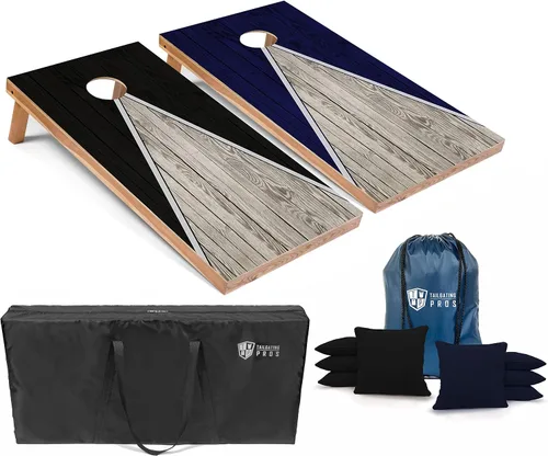Vista 17 de Tailgating Pros Juego de tablero de Cornhole ligero con diseño piramidal con bolsas de frijoles y estuche de transporte, juego de cornhole