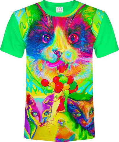 Vista 38 de aofmoka - Camiseta ultravioleta hecha a mano, reactiva a luz negra, con impresión decorativa Crema ácida