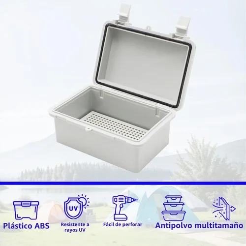 Vista 5 de MAKERELE - Caja de conexiones exterior pequeña impermeable para exterior con cerradura y soporte de pared 5.9" x 3.9" x 2.8" (150x100x70mm) con tapa