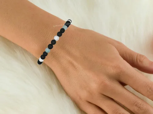 Vista 6 de Amazing Gemstone Pulsera de control de ira – Howlita Amazonita Lava Juego de pulseras para hombres y mujeres, curativa, calmante, ansiedad, alivio
