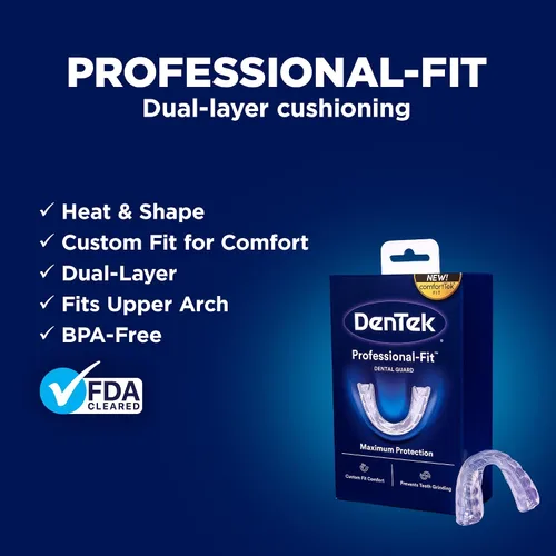 Vista 3 de DenTek Protector dental de ajuste profesional, protector bucal para rechinar dientes por la noche, 1 unidad FDA-Cleared, Mouth Guard for Grinding