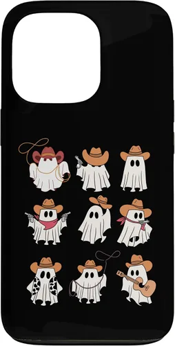 Vista 10 de Carcasa espeluznante divertida para iPhone 16 Boo Haw Western Cowboy Ghost Cowgirl