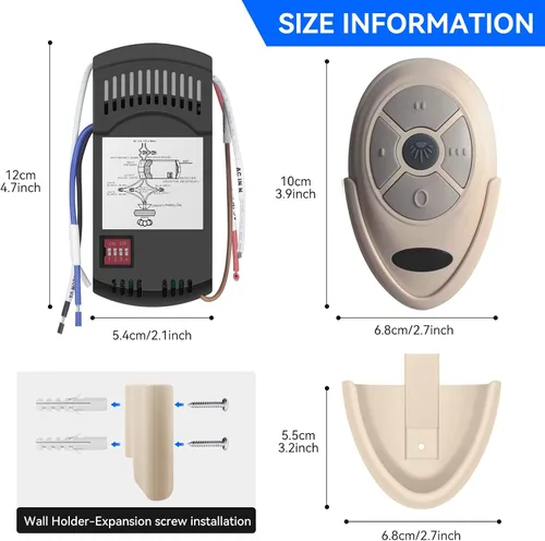 Vista 2 de Kit de control remoto universal para ventilador de techo, repuesto para Harbor Breeze, Hampton Bay, Hunter, receptor FAN28R atenuador de luz