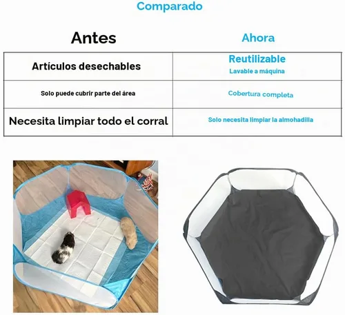 Vista 5 de Amakunft - Tapete hexagonal impermeable lavable para corralito de juegos para animales pequeños (42.5 x 41 pulgadas), forro de ropa de cama