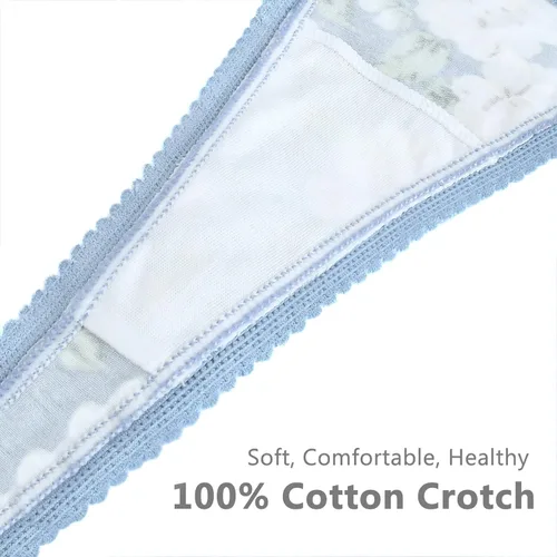 Vista 7 de voenxe Tangas de encaje sin costuras para mujer, ropa interior invisible, transpirable, cómoda, suave, corte láser, tanga, paquete de 5