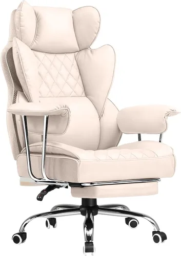 Vista 18 de COMHOMA Silla de juegos grande y alta con soporte lumbar de resorte de bolsillo, silla de oficina ergonómica con reposapiés, silla de escritorio