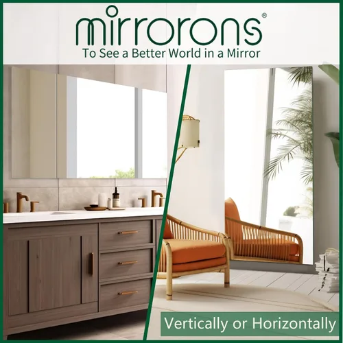 Vista 5 de Espejo Grande de 72" x 36", Espejo de Baño Rectangular Moderno con Borde Pulido Sin Marco, se Cuelga Horizontal o Verticalmente. Espejos de Baño