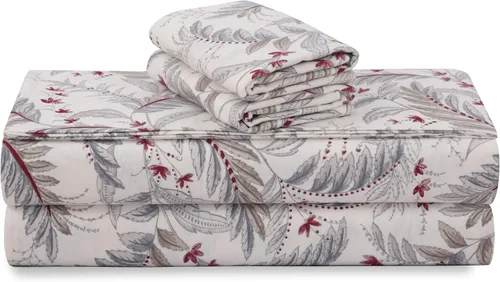 Vista 10 de Tribeca Living Sábanas de franela de algodón portugués tamaño King – Juego de sábanas de bolsillo profundo de 170 GSM para colchones de hasta 21