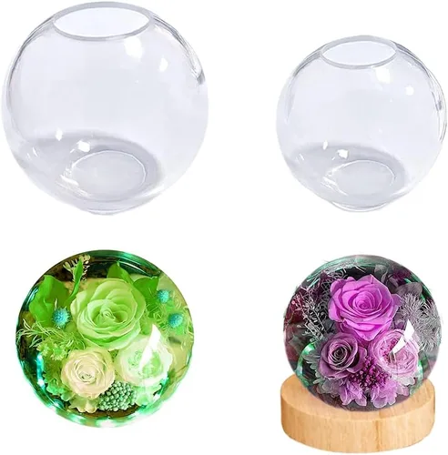 Vista 7 de 2 moldes de resina de esfera grande de 4 pulgadas, 3 pulgadas, transparente, 3D, sin costuras, de silicona, para preservación de flores, bricolaje
