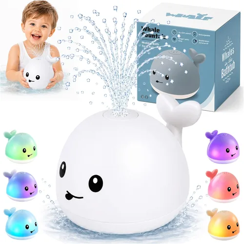 Vista 12 de Gigilli Juguetes de baño para bebés, rociador de juguete de baño de ballena Azul