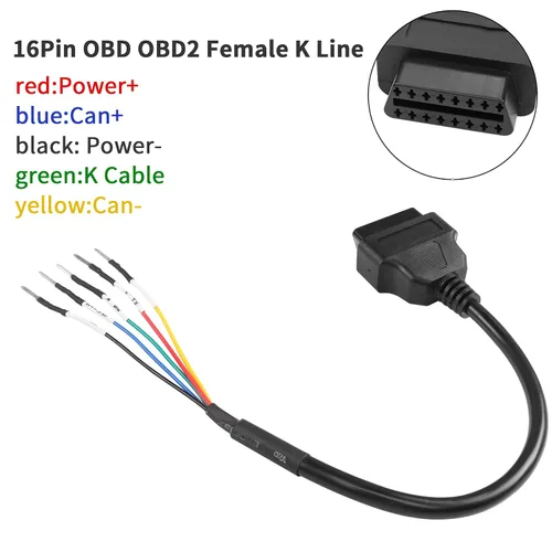 Vista 2 de YACSEJAO OBD2 - Conector hembra de 16 pines, 1 pie OBD2 a 5 pines, cable de probador de puente universal coleta DIY adaptador Mobley