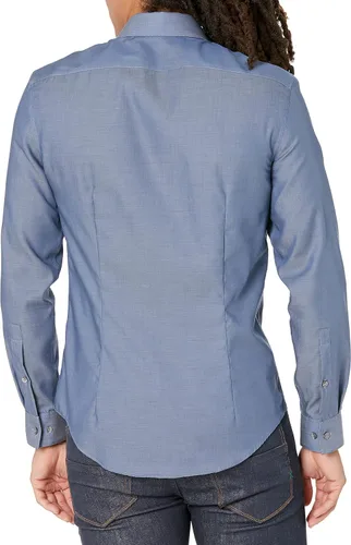 Vista 2 de Calvin Klein Camisa de vestir para hombre Xtreme Slim Fit No Hierro Herringbone
