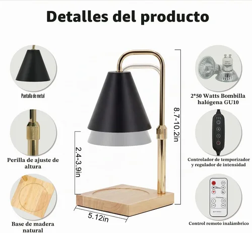 Vista 3 de Lámpara calentadora de velas con temporizador, regalos de cumpleaños B.negro