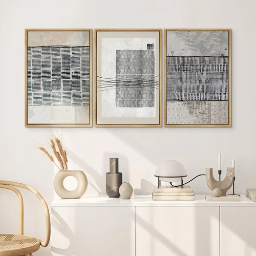 Vista 60 de SIGNWIN Lienzo enmarcado para pared, juego de arte neutro de bosque brumoso, ilustraciones en tono tierra, arte moderno, decorativo, bohemio