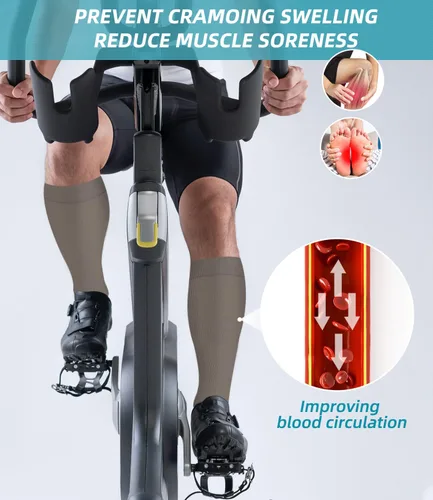 Vista 4 de FuelMeFoot Calcetines de compresión para mujeres y hombres, para circulación, con soporte graduado, hasta la rodilla, para enfermeras, viajes