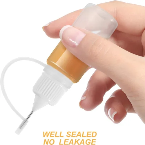 Vista 3 de EXCEART 10 botellas de pegamento con punta de aguja, 0.3 fl oz, aplicador de punta de apriete recargable de precisión, botella de plástico con aguja