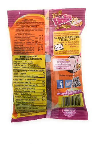 Vista 3 de Salado Agriculce - Saladulces HOLA Lobito - Ciruelas saladas con sabor agridulce - 3.5 oz - 3