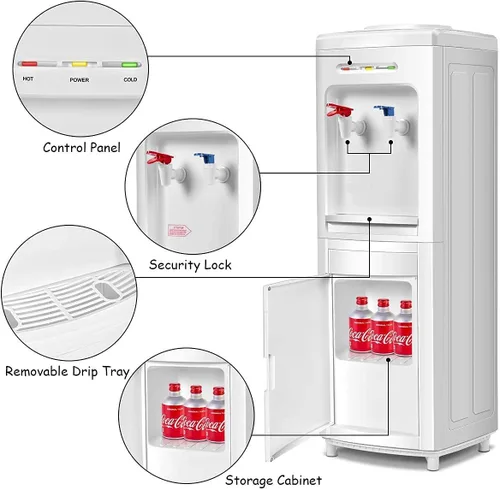 Vista 4 de KOTEK Dispensador de agua para enfriadores de agua, dispensador de enfriador de agua de carga superior caliente y fría con capacidad para botellas