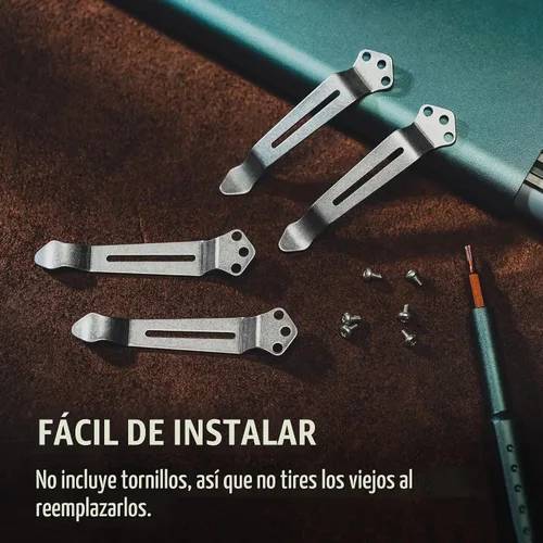 Vista 6 de KeyUnity KA23 - Clip de bolsillo de transporte profundo, 3 agujeros de repuesto para cuchillo y multiherramienta, acero inoxidable, paquete de 3
