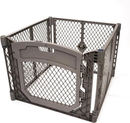 Vista 16 de MyPet Puerta extra ancha para perros con puerta pequeña para mascotas. 38.5 a 103.5 pulgadas de ancho. Puerta para gatos para puerta. Fabricado