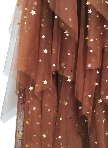 Vista 4 de LBKKC - Falda de tul para mujer, diseño formal, largo asimétrico por debajo de la rodilla, pretina elástica, faldas de hadas tipo tutú escalonadas