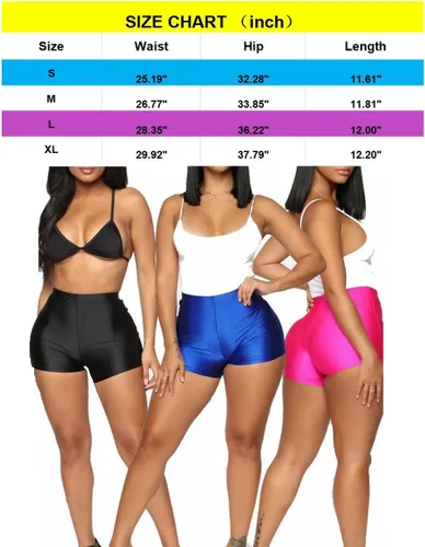 Vista 4 de Pantalones cortos de baile sexy neón brillantes para mujer, cintura alta, elásticos, para yoga, entrenamiento, gimnasio, pantalones cortos activos