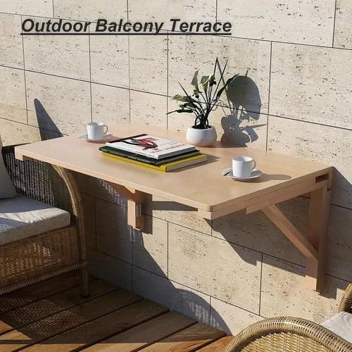 Vista 5 de Mesa de comedor plegable montada en la pared, mesas de hojas de caída para espacios pequeños, mesa de pared plegable para cocina, mesa de comedor