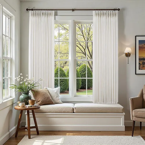 Vista 56 de Cortinas de lino plisadas Blanco crema
