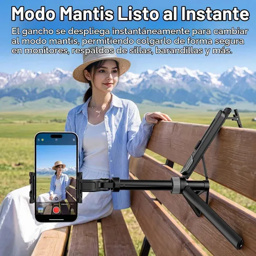 Vista 3 de ULANZI TT86 - Trípode magnético para iPhone 17, palo selfie extensible de 35 pulgadas con control remoto, clip de teléfono 2 en 1 y soportes dobles