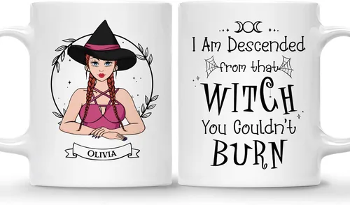 Vista 13 de Gossby Taza de café de bruja personalizada, regalo personalizado de Halloween para mujeres, hermana, mejor amiga, mamá, abuela con diseño, nombre