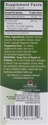 Vista 7 de Genceutic Naturals R-lipoic Acid Suplemento dietético vegetariano sin gluten sin OMG ideal para glucosa insulina nivel sanguíneo mantener - 300 mg