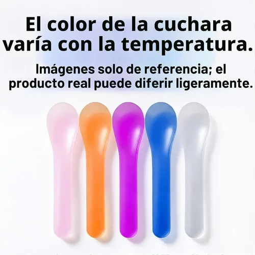 Vista 7 de Juego de 50 cucharas transformadoras de color, cubiertos desechables y reutilizables de 5.15 pulgadas, cucharas visuales reactivas al frío