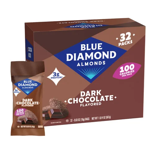 Vista 12 de Almendras Blue Diamond bajas en sodio ligeramente saladas, paquetes de 100 calorías, 0.6 onzas (paquete de 32)
