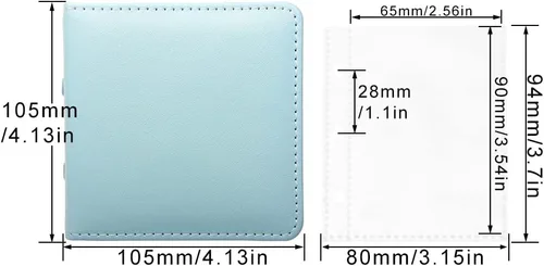 Vista 6 de Mini álbum de fotos, soporte para tarjetas de fotos azules, tarjetas fotográficas Kpop de piel sintética de 3 anillos, álbum de películas de fotos