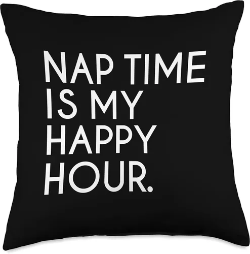 Vista 5 de Nappers Unite 600 time is My Happy Hour Funny Napper - Almohada de 16 x 16 pulgadas, multicolor