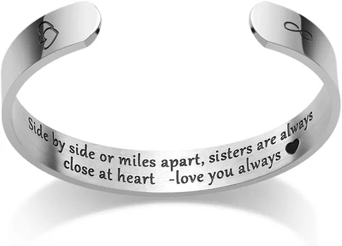 Vista 2 de iJuqi Pulsera de regalo para hermana de hermanas de Navidad, regalos de cumpleaños para hermana, Tamaño Libre, Metal
