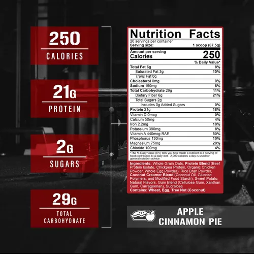 Vista 3 de 5% Nutrition Rich Piana - Proteína en polvo de reemplazo de comida Clean Mass Gainer - Carbohidratos para comidas antes del entrenamiento/después