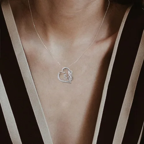 Vista 4 de Collares con inicial de corazón para mujer, collar con inicial infinita para regalos de adolescentes y niñas