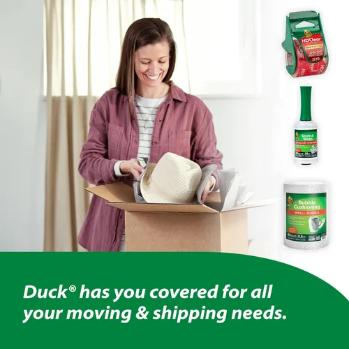 Vista 6 de Duck Cinta de Embalaje Transparente HD con Dispensadores - 6 Rollos de Cinta de Embalaje Resistente de Servicio Pesado para Envío y Mudanza, Cajas