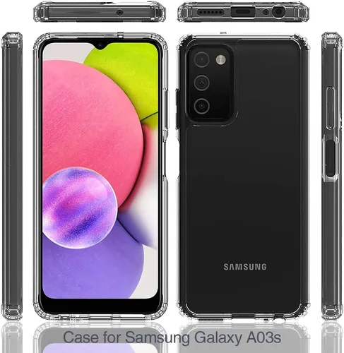 Vista 2 de Funda para Galaxy A03S Samsung A03S Funda Premium Clear Panel trasero + TPU Bumper Cover para Samsung Galaxy A03S versión de EE. UU. (YKL negro)