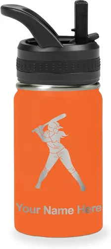Vista 64 de LaserGram Botella de agua personalizada de 32 onzas, jugador de softbol Regalo grabado para jugadores de sóftbol, acero inoxidable aislado al vacío